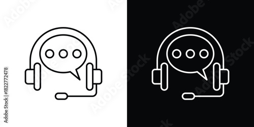 Live chat icon outline set in black and white. thin line style.