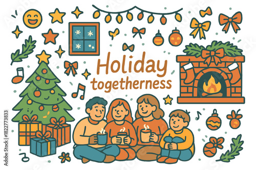 Holiday Togetherness Doodle. Holiday togetherness. Hand-drawn doodle illustration of holiday togetherness.
