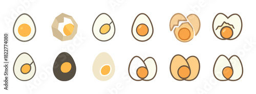 Cartoon egg variations in different styles and shapes