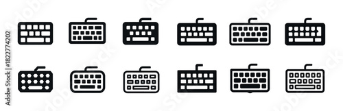 Set of simple black keyboard icons on white background