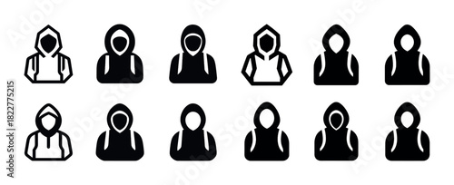 Hoodie icon set: varied styles and designs for fashion and branding