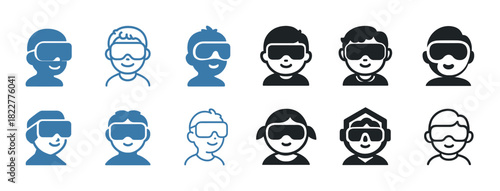 Diverse cartoon avatars with virtual reality headsets