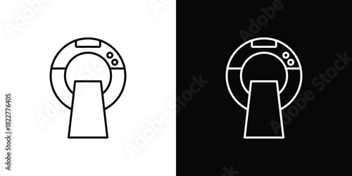 MRI icon outline set in black and white. thin line style.