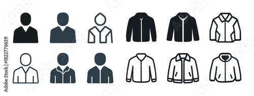 Silhouette icons of male and female jackets and professionals