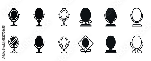 Collection of various black and white mirror icon designs