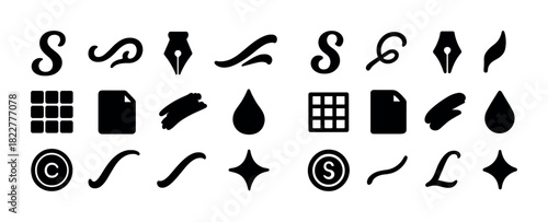 Collection of design and artistic tool icons
