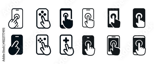 Touchscreen icon set: finger gesture symbols for mobile interface design