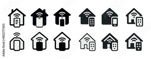 Smart home icons collection: remote control and wi-fi connectivity symbols