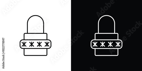 Password icon outline set in black and white. thin line style.