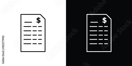 Payroll icon outline set in black and white. thin line style.