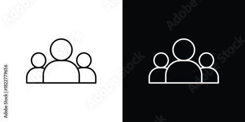 People group icon outline set in black and white. thin line style.
