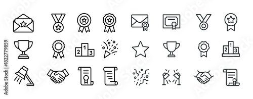 Award icons: trophies, medals, certificates, celebrations, recognition