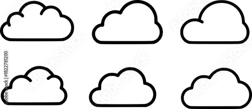 simple hand drawn outlined clouds for weather and climate related designs