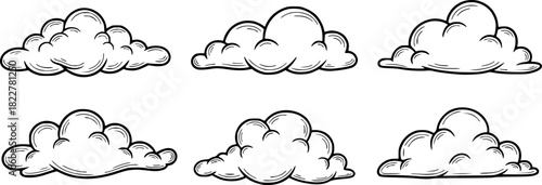 simple hand drawn outlined clouds for weather and climate related designs