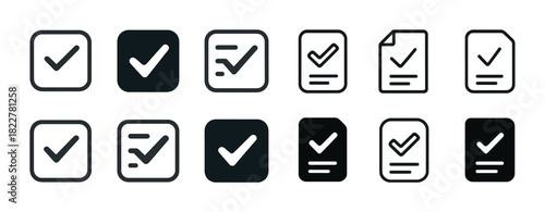 Collection of various checkmark icons in different styles