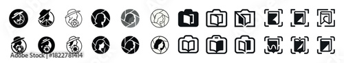 Stylish icon set for photography, travel, and communication design