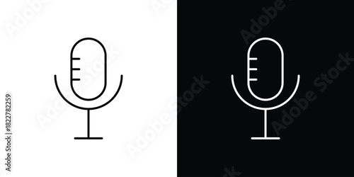 Podcast icon outline set in black and white. thin line style.