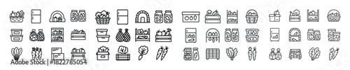 Minimalist line icons of food storage and preserving methods