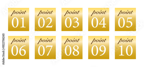 高級感のある金色ポイントバッジ10個セット・得点表示向けデザイン