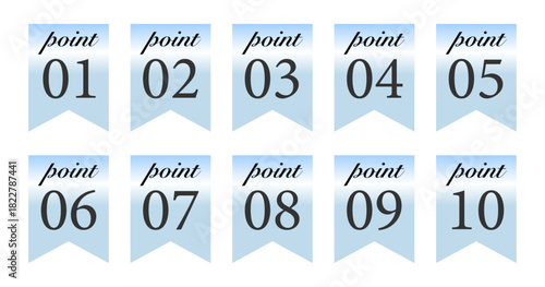 柔らかい水色を用いたポイント番号パネル10点セット