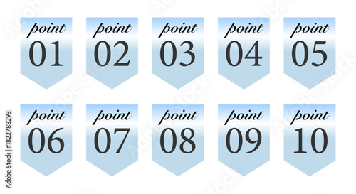 軽やかな水色のグラデーションで整理されたポイント番号パネル10個セット