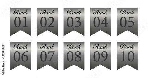 渋みのあるグレーのグラデで作成したRANK番号パネル10点セット