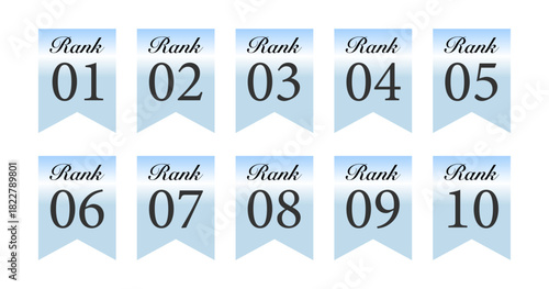 軽やかな水色を基調としたRANK番号ラベル10点コレクション