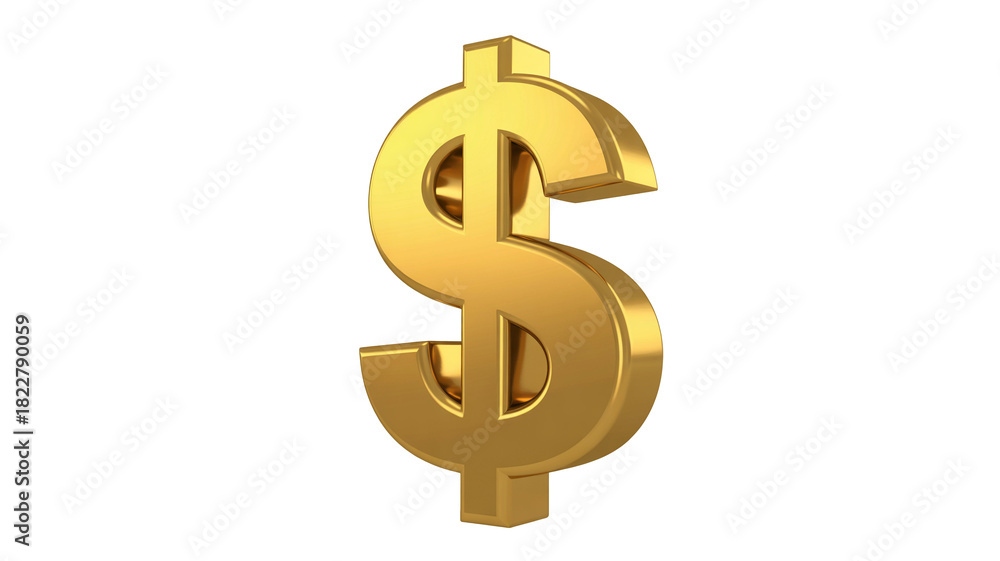 Obraz premium Golden dollar sign isolated on transparent background, gleaming with financial prosperity and economic growth for success concepts