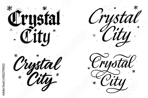 Crystal City Calligraphy. Crystal City. Create a calligraphy lettering illustration of the phrase: Crystal