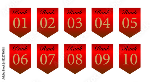 鮮やかな赤色で視認性を高めたRANK番号パネル10個セット