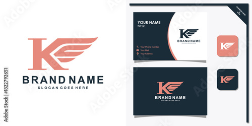 Initial K with wing logo. Simple and Elegant Illustration Logo Design