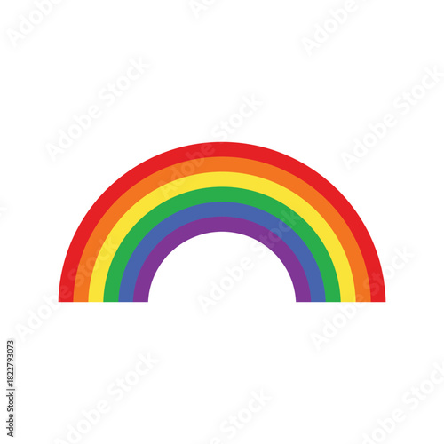 Rainbow flat colour lines isolated on a white background
