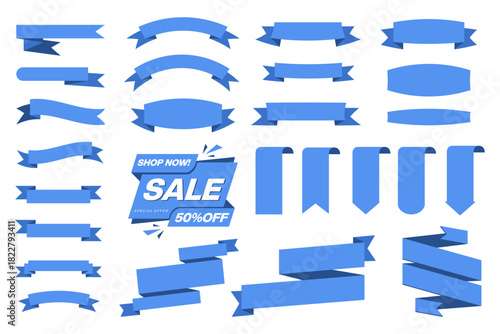 Set of the Ribbons and Badges Collection Vector Template