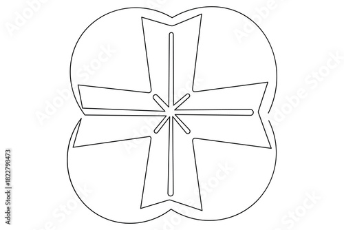 Minimalist medical cross continuous line drawing icon symbol isolate design