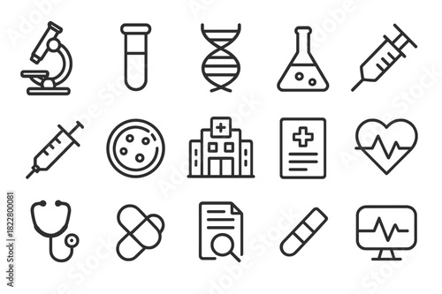 Healthcare Icon Set. Breakthrough healthcare icons. Line outline icon set of breakthrough healthcare icons: