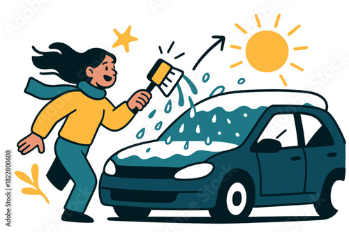 Sunlit Thaw. Morning thaw. Sunlight glinting off a half-cleared car roof, droplets of melting snow falling.