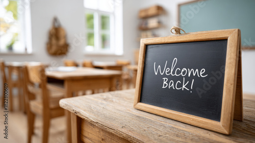 Welcome back to school scene in classroom setting for educational design