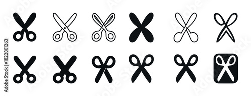 Collection of scissors icons in various styles and designs