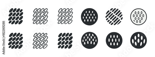 Geometric pattern set with various dot and oval configurations
