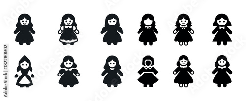 Collection of diverse female doll silhouettes in traditional dresses