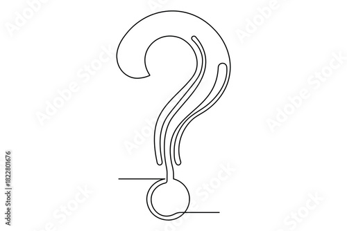 Question mark minimal outline created using clean continuous one line drawing