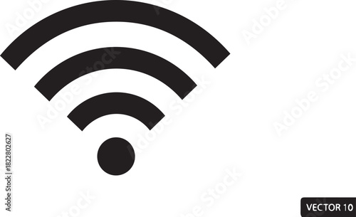 Black Wi-Fi Signal Icon Vector. Isolated internet wireless connection symbol graphic.