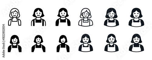 Collection of female avatar icons with diverse styles and designs