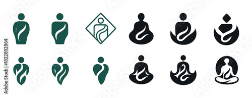 Minimalist yoga and meditation icons collection