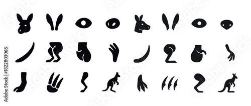Silhouette icons of kangaroo and alien features