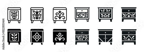 Black and white floral pattern cabinets collection