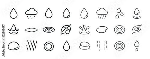 Set of minimalist weather and nature icons
