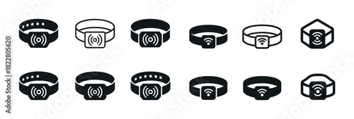 Contactless payment icons: wearable technology and nfc symbols