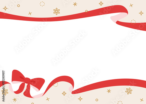 リボンのデコレーションフレーム、背景、雪の装飾