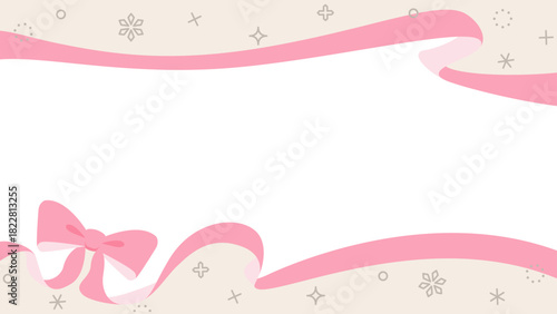 リボンのデコレーションフレーム、背景、雪の装飾、16:9サイズ